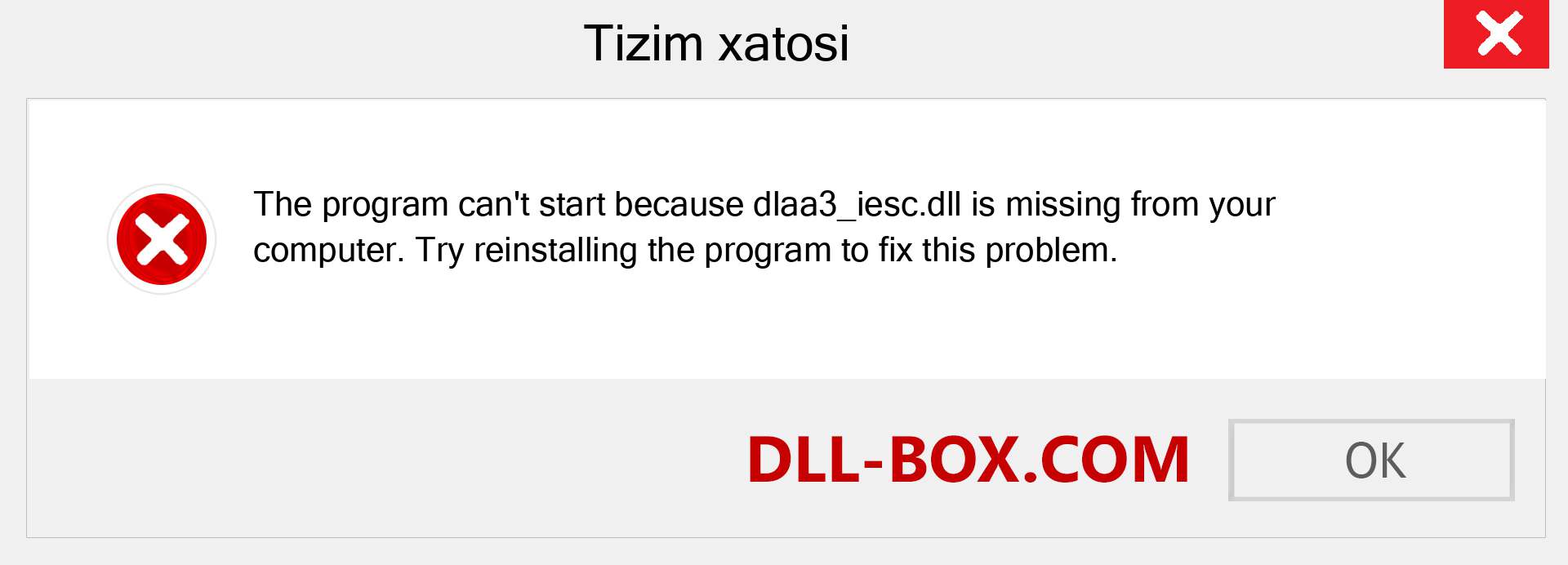 dlaa3_iesc.dll fayli yo'qolganmi?. Windows 7, 8, 10 uchun yuklab olish - Windowsda dlaa3_iesc dll etishmayotgan xatoni tuzating, rasmlar, rasmlar